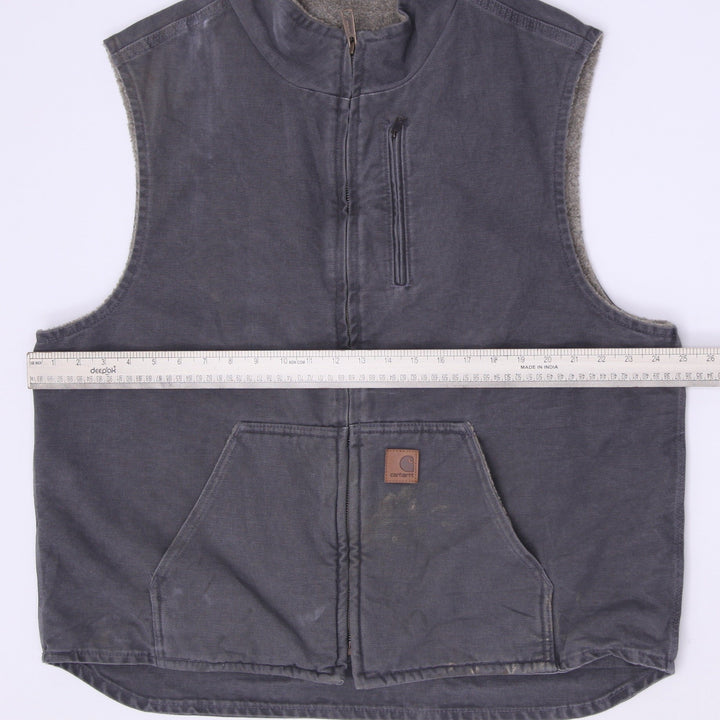 Vintage Carhartt V33 GVL Sandstone Duck Sherpa-Lined Vest Gravel Gray XL Regular