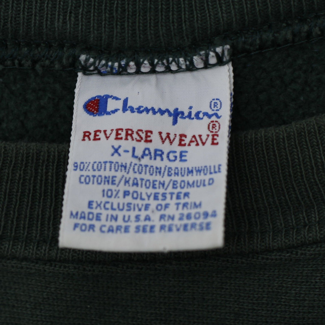 Vintage Mens Champion Reverse Weave Sweatshirt Green Logo | Migration_Sweatshirt - Back View | Fashion Rerun