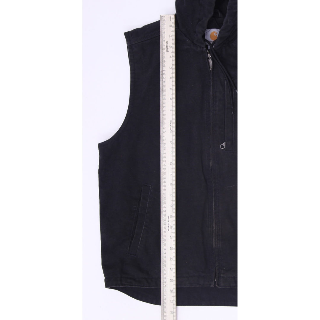 Mens Carhartt 103837 BLK Fall 19 Loose Fit Insulated Hooded Vest Size M