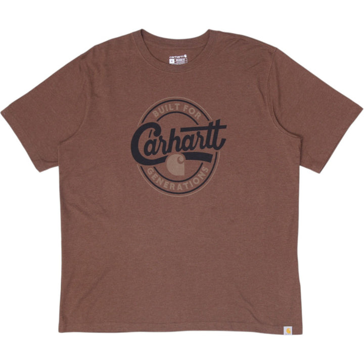Mens Carhartt Relaxed Fit Brown Graphic T-Shirt Built For Generations Size XL