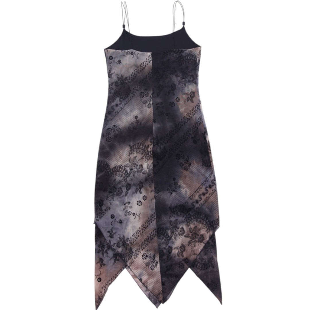Y2K Ladies Fairweather Spaghetti Strap Asymmetrical Floral Lace Slip Dress Sz M