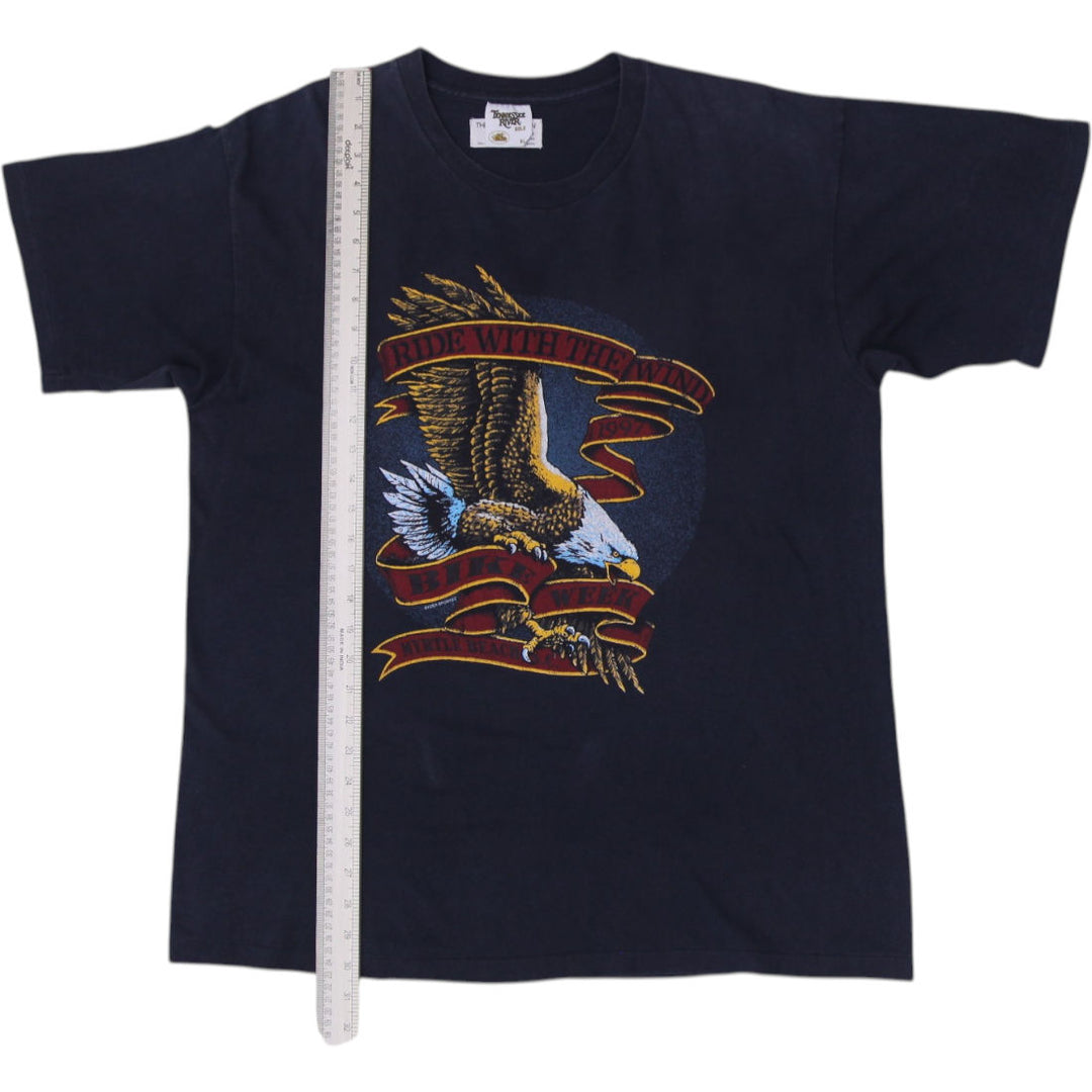 Vintage Ride With The Wind 1997 Bike Week Eagle Graphic T-Shirt Made In USA XL | Migration_T-Shirts - View 6 | Fashion Rerun