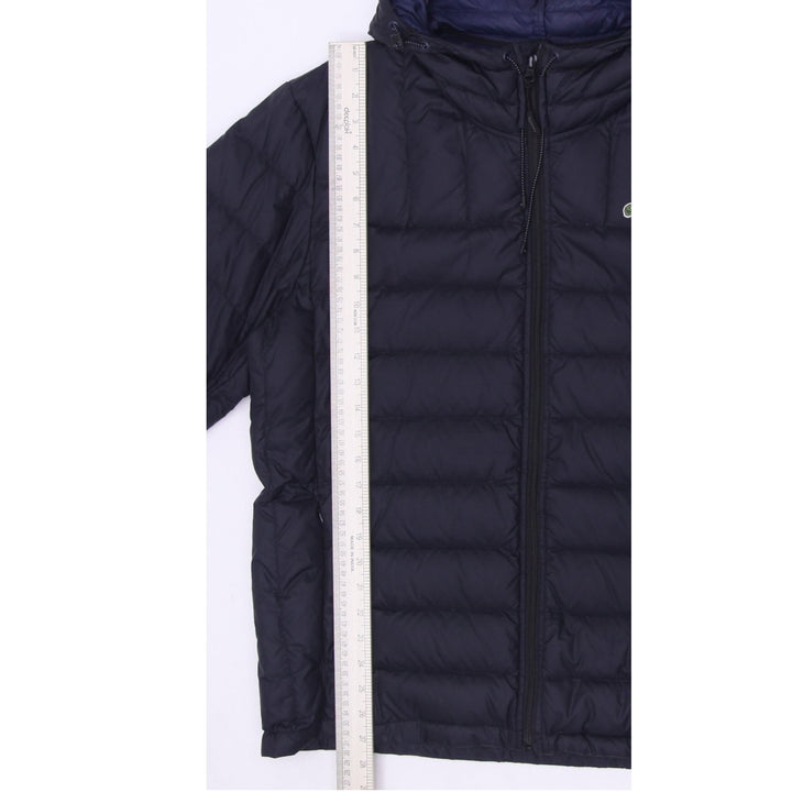 Mens Lacoste Puffer Jacket Navy Blue Hooded Lightweight Insulated