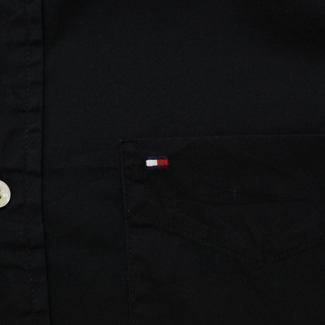 Mens Tommy Hilfiger Classic Fit Black Button Down Long Sleeve Shirt Size S