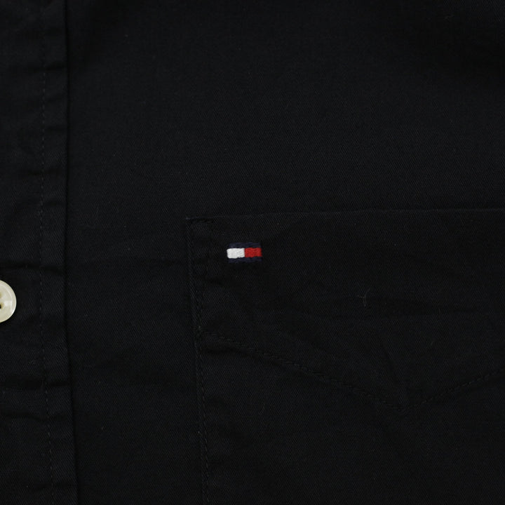 Mens Tommy Hilfiger Classic Fit Black Button Down Long Sleeve Shirt Size S