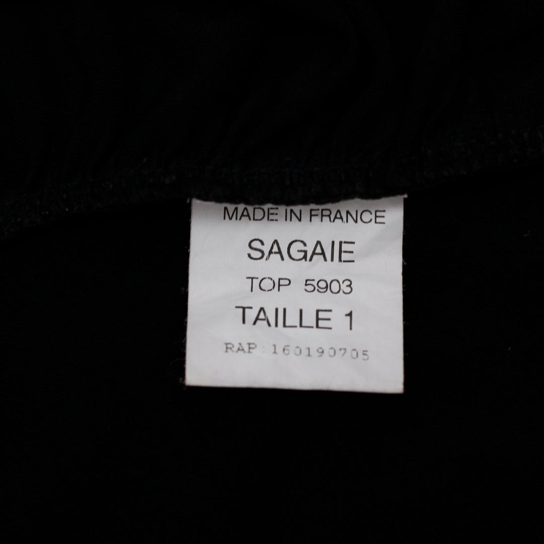 Y2K Ladies Sagaie Lace Trim Halter Top Made In France Black Size 1