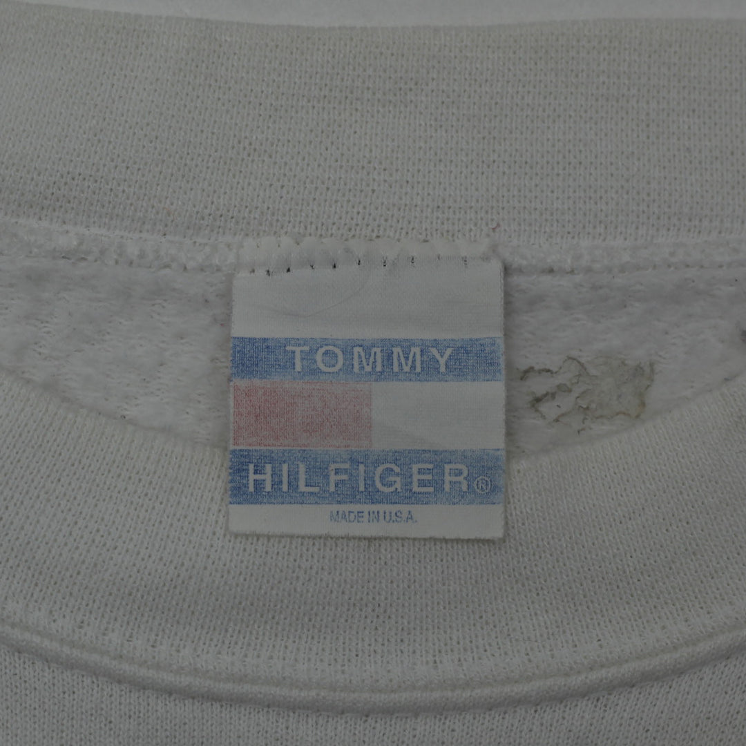 Vintage Tommy Hilfiger Embroidered Crewneck Sweatshirt Made in USA White - Fashion Rerun Vintage Migration_Sweaters