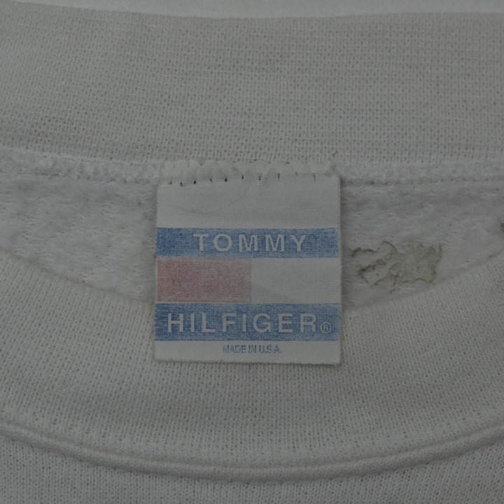 Vintage Tommy Hilfiger Embroidered Crewneck Sweatshirt Made in USA White - Fashion Rerun Vintage Migration_Sweaters