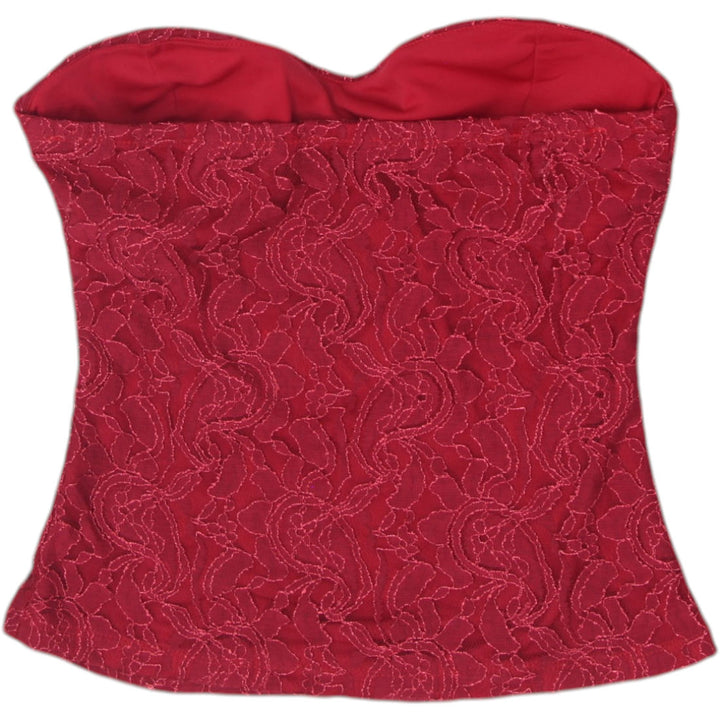 Y2K Ladies Seductions By Sirens Wine Red Floral Lace Sweetheart Bustier Top Sz M