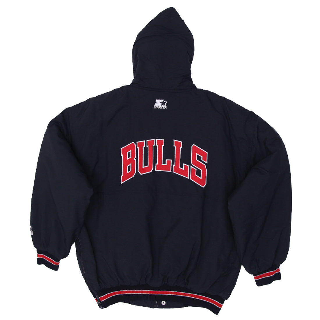 Shop Vintage Chicago Bulls Starter Puffer Hooded Jacket 90s NBA