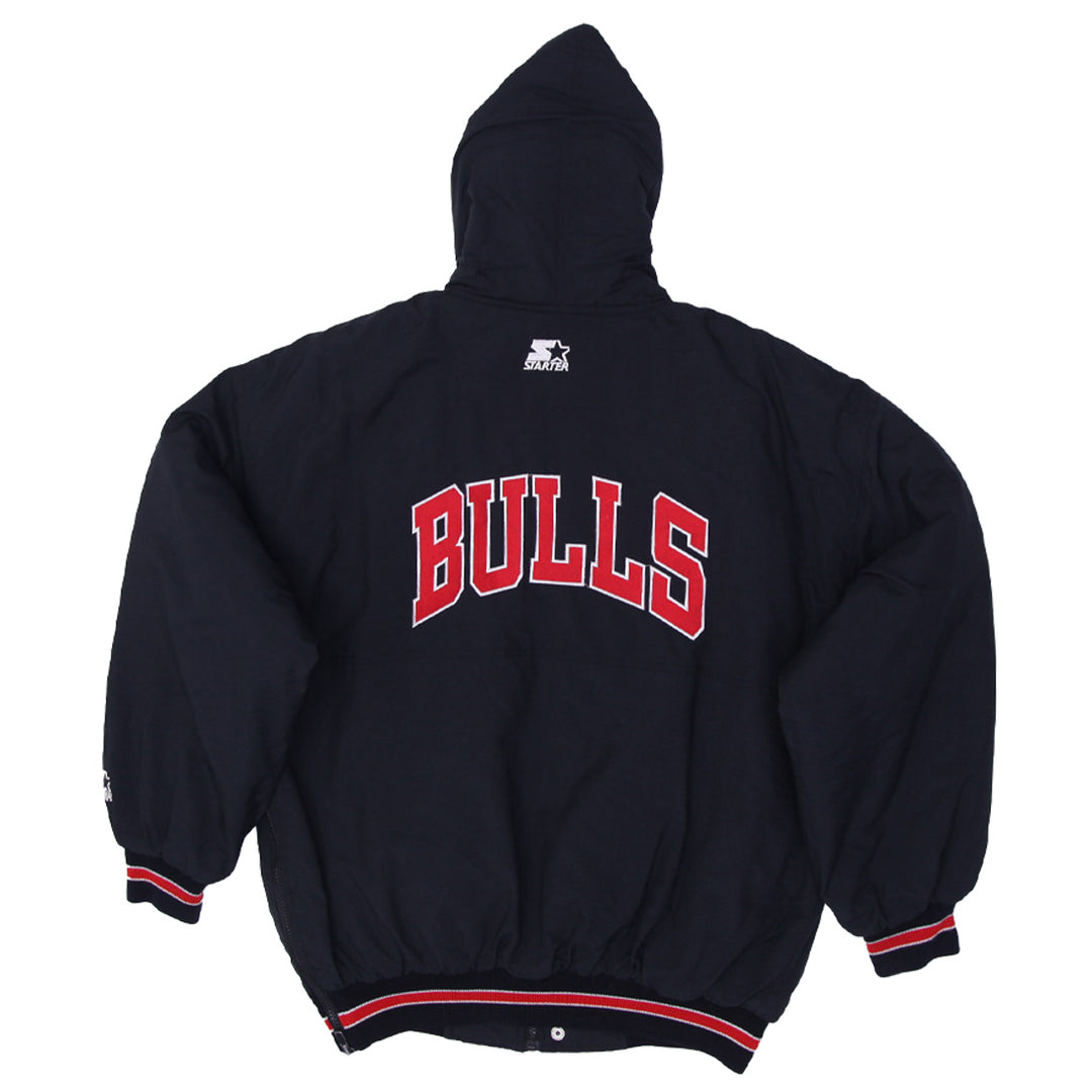 Vintage Chicago Bulls Starter Puffer Hooded Jacket 90s NBA
