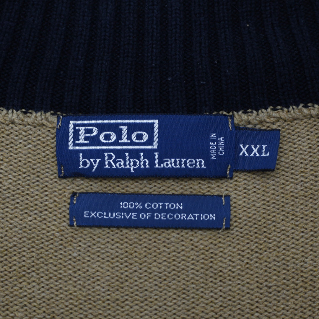 Mens Polo By Ralph Lauren Quarter Zip Knit Sweater 100% Cotton Size XXL