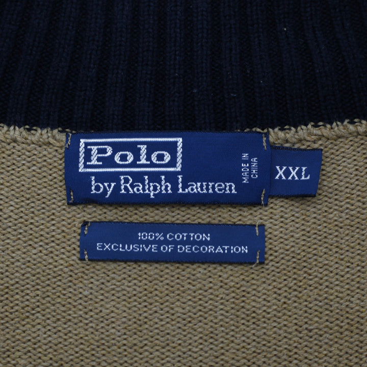 Mens Polo By Ralph Lauren Quarter Zip Knit Sweater 100% Cotton Size XXL