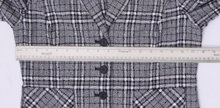 Y2K Ladies Pendleton Blazer Black Gray Checkered Wool 10 Petite