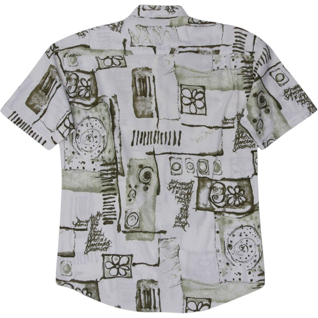 Vintage Mens Eccolo Shirt Olive Abstract Pattern Short Sleeve | Migration_Shirts UAENAT20 - Side View | Fashion Rerun