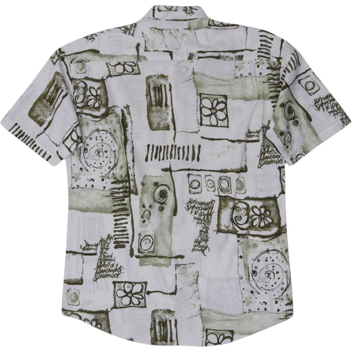 Vintage Mens Eccolo Shirt Olive Abstract Pattern Short Sleeve | Migration_Shirts UAENAT20 - Side View | Fashion Rerun