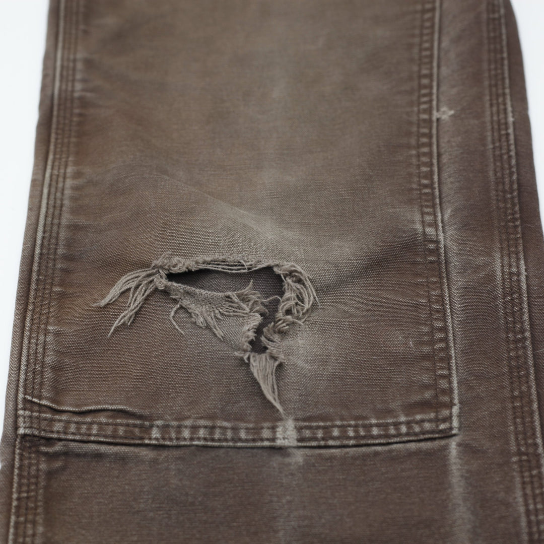 Mens Carhartt B136 DKB Double Knee Pants 36x34 Brown Thrashed Distressed