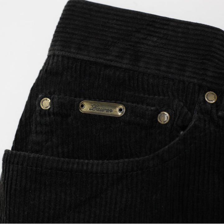 Ladies Lauren Jeans Co. Ralph Lauren Black Corduroy Pants Leather Patch Size 14