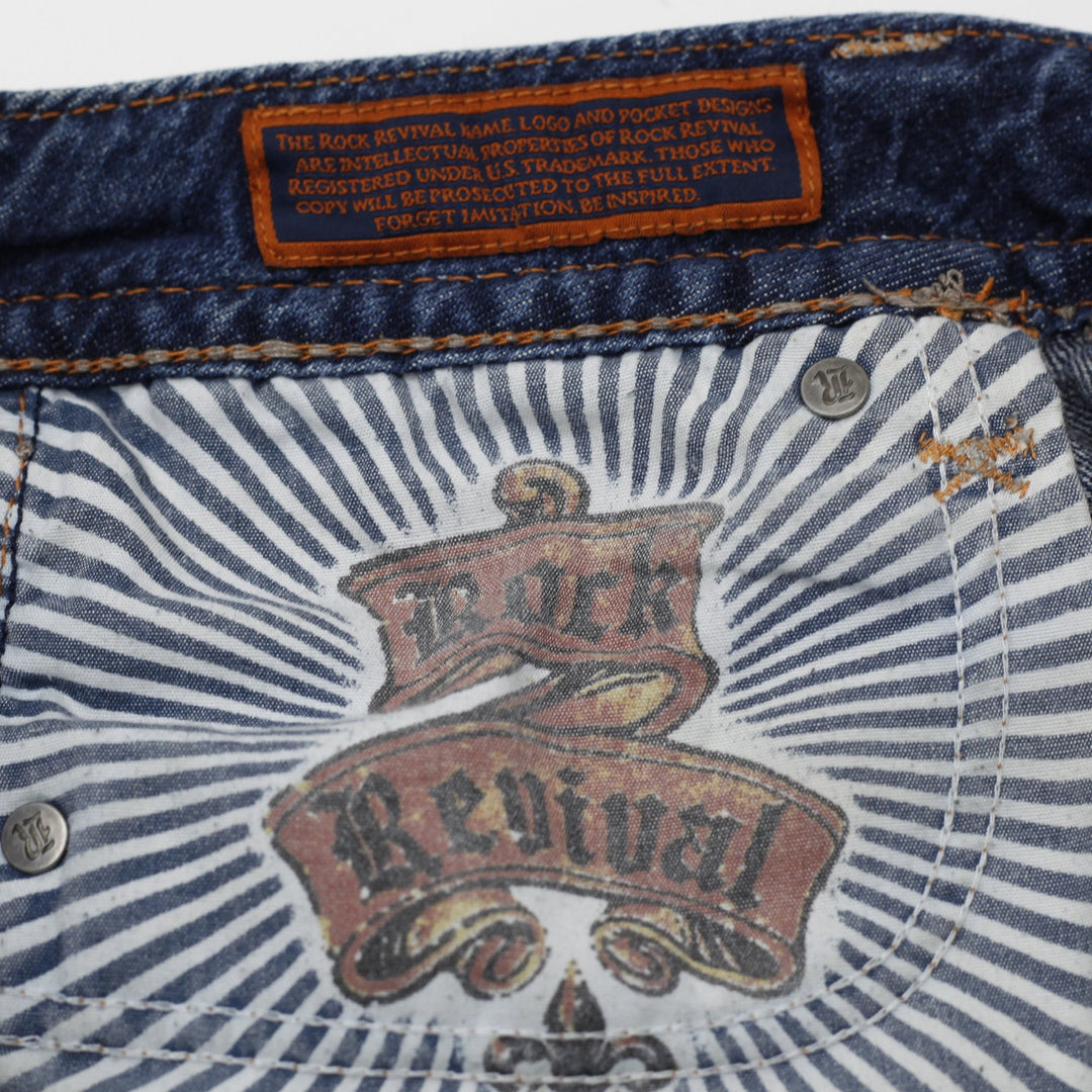 Y2K Ladies Rock Revival Alanis Denim Shorts Washed Blue Distressed