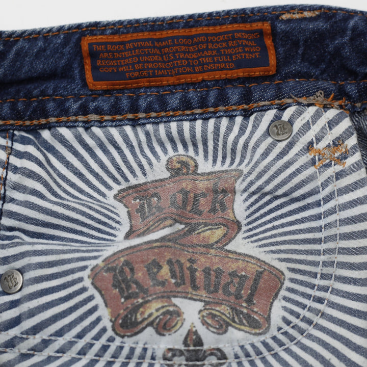 Y2K Ladies Rock Revival Alanis Denim Shorts Washed Blue Distressed
