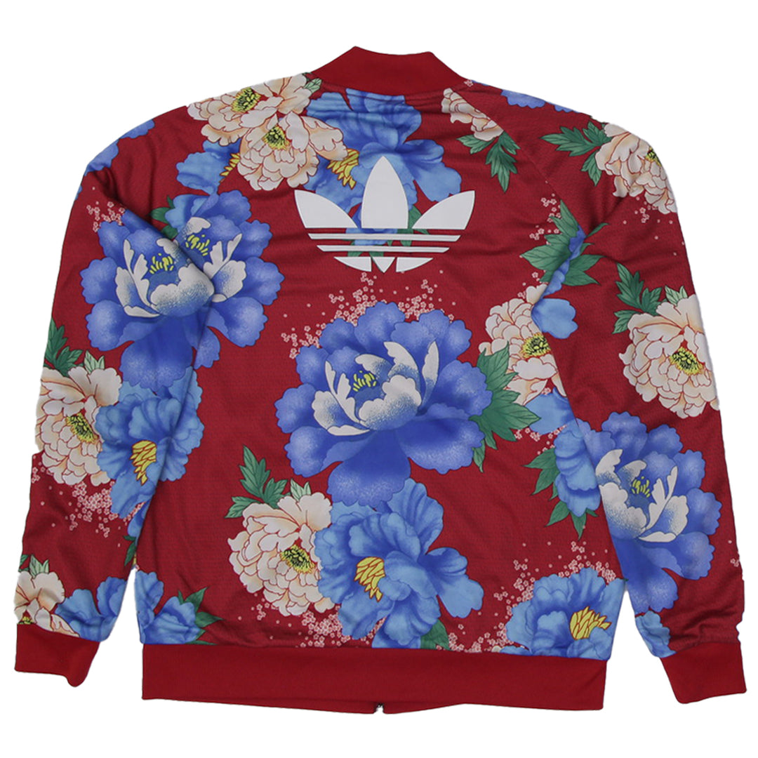 Ladies Embroidered Adidas Logo Chita Floral Zip Up Track Jacket