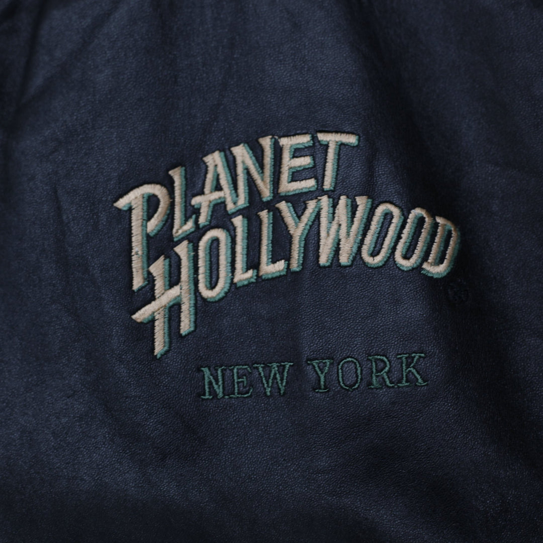 Vintage 1990s Planet Hollywood Las Vegas Brown Genuine Leather Reversible Zip-Up Bomber Jacket Size | Migrati | Fashion Rerun