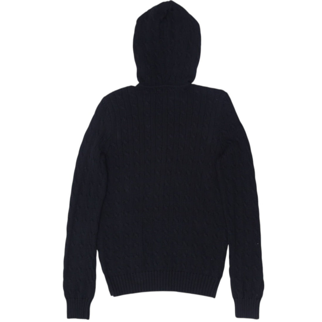 Vintage Ladies Ralph Lauren Sports Cable Knit Zipper Hoodie XL | Migration_Hoodies RL Collection - Side View | Fashion Rerun