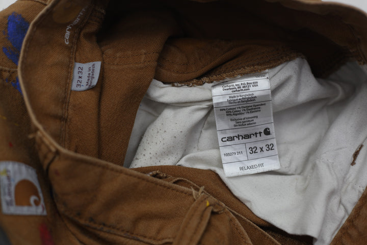 Rework Carhartt Relaxed Fit Paint Splatter Or Paint Drip Brush Work Pants Mens -PR304