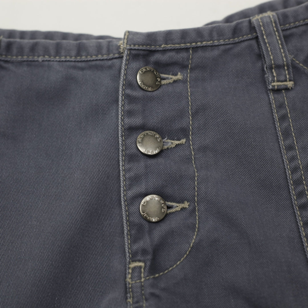 Y2K Ladies Bluenotes Low-Rise Button-Fly Flare Cargo Pants Size 29