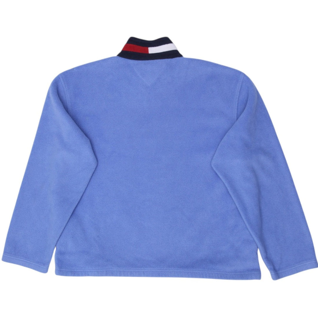 Vintage Mens Tommy Hilfiger 1/4 Zip Fleece Blue Embroidered Sweatshirt | Migration_Jumper & Knitwear - Side V | Fashion Rerun