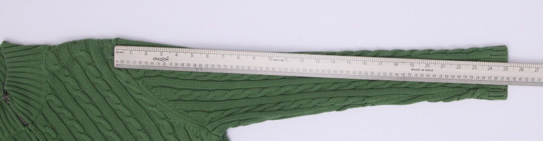 Mens L.L. Bean Cable Knit Full Zip Cotton Sweater Size L