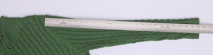 Mens L.L. Bean Cable Knit Full Zip Cotton Sweater Size L