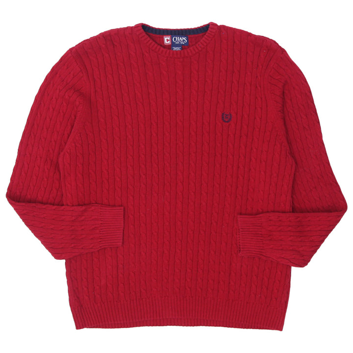 Mens Chaps Cable Knit Red Knitted Sweater