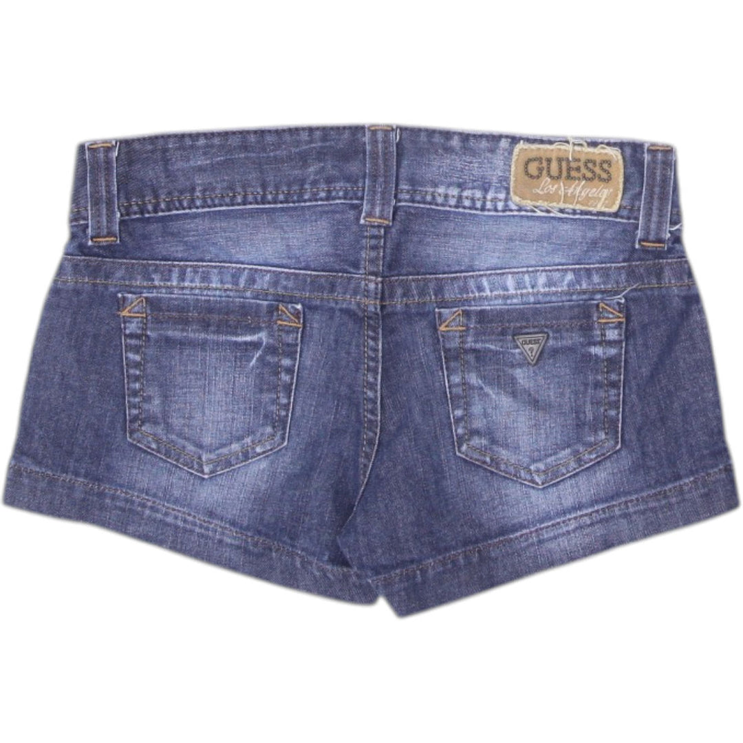 Y2K Ladies Guess Jeans Washed Blue Distressed Denim Shorts Size S