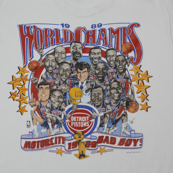 Vintage Mens Screen Stars 1989 Detroit Pistons World Champs Made in USA S.Stitch