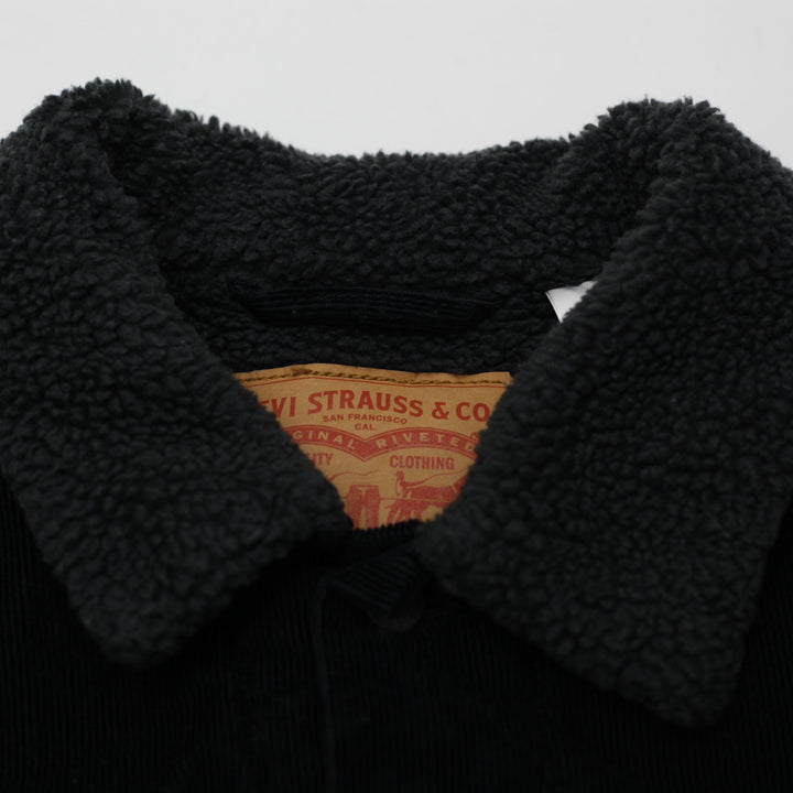 Mens Levi Strauss Levi's Black Corduroy Sherpa Trucker Jacket Size S