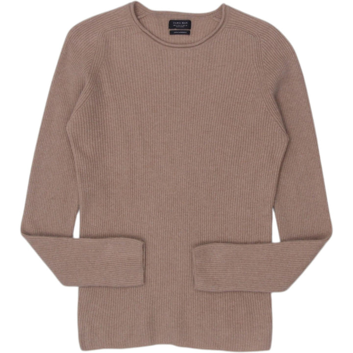 Mens ZARA MAN 100% Cashmere Ribbed Knitwear Sweater