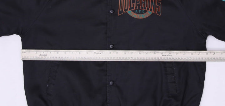 Vintage Miami Dolphins Chalk Line Satin Bomber Jacket Men's Size L 80s 90s NFL | Migration_Jackets - View 8 | Fashion Rerun