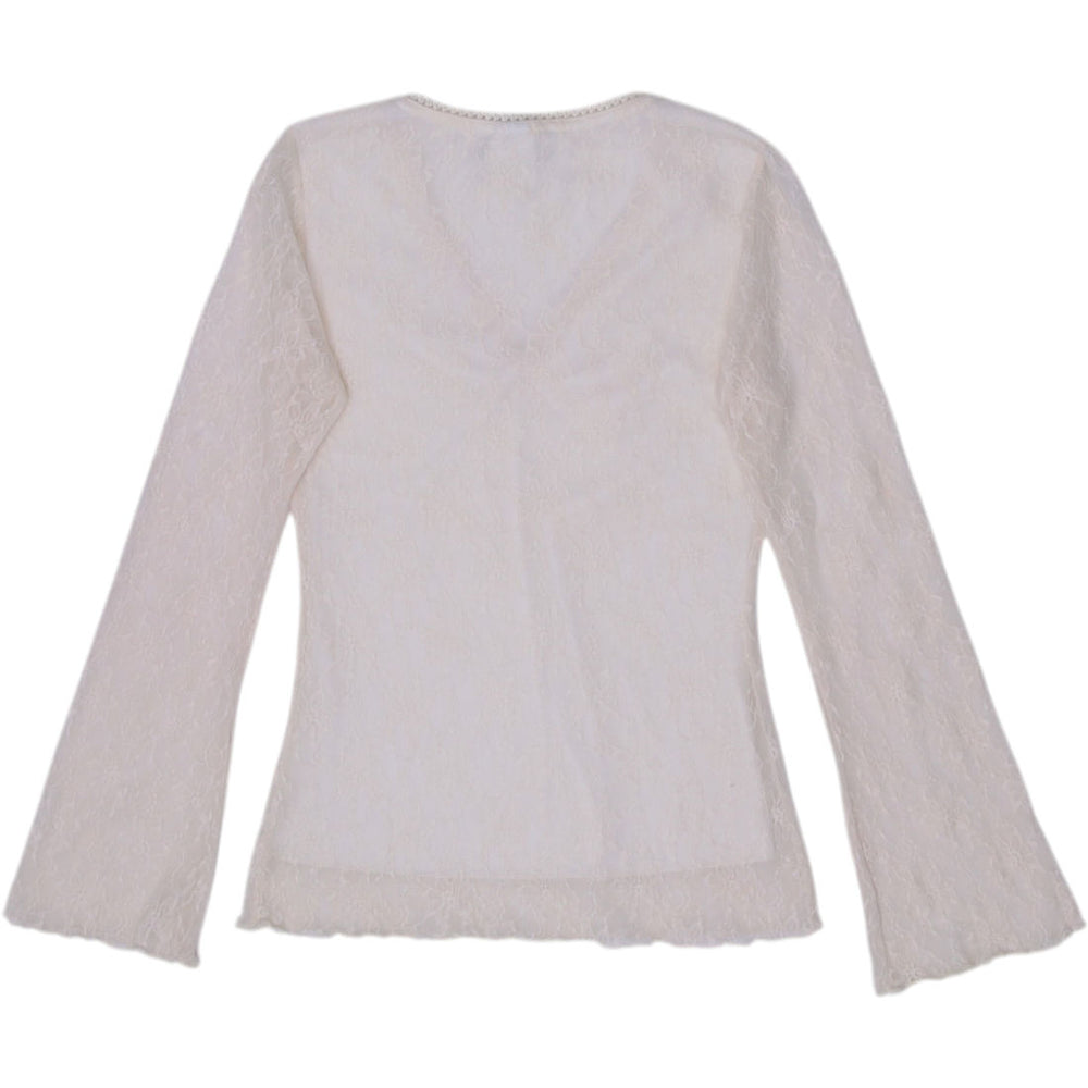 Y2K Ladies Lace Long Sleeve Top Size M | Migration_Y2K Tops - Side View | Fashion Rerun