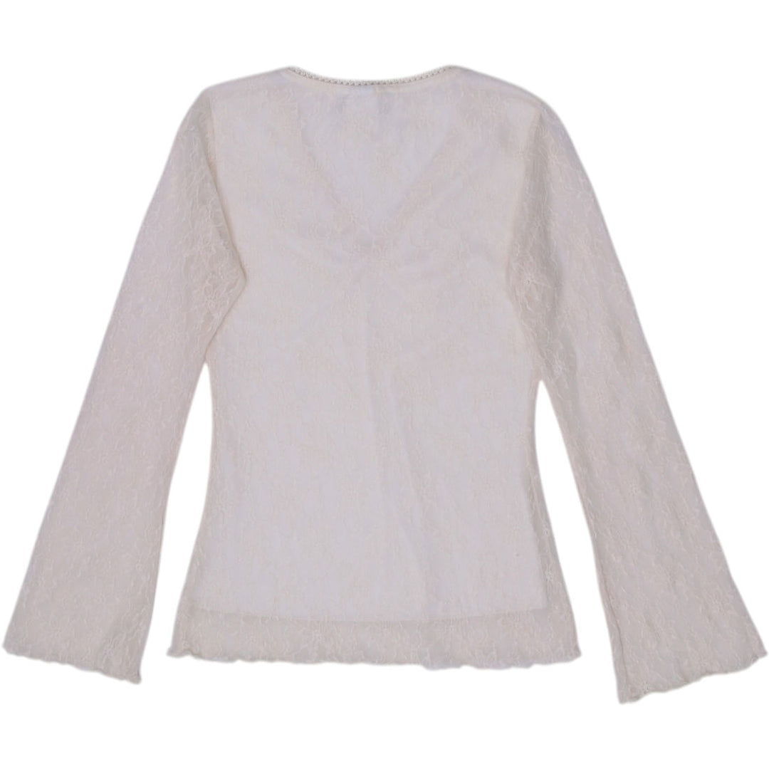 Y2K Ladies Lace Long Sleeve Top Size M | Migration_Y2K Tops - Side View | Fashion Rerun