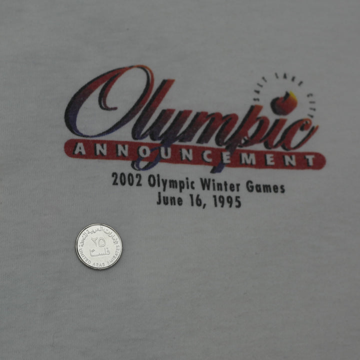 Vintage 1995 Salt Lake City Olympic Announcement T-Shirt -Party Of The Century Single Stitch - Fashion Rerun Vintage Migration_T-Shirt