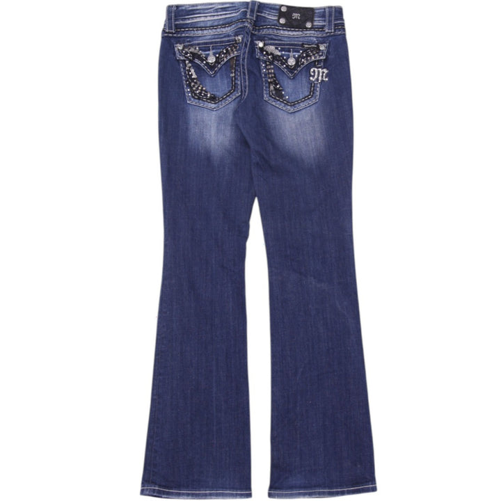 Y2K Ladies Miss Me Boot Mid Rise Studded Pocket Denim Jeans Size 27