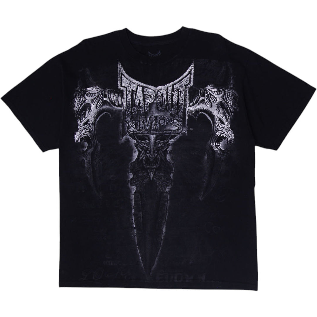 Y2K Mens Tapout MPS Gothic Skull Sword MMA Fighting Graphic T-Shirt Size XL