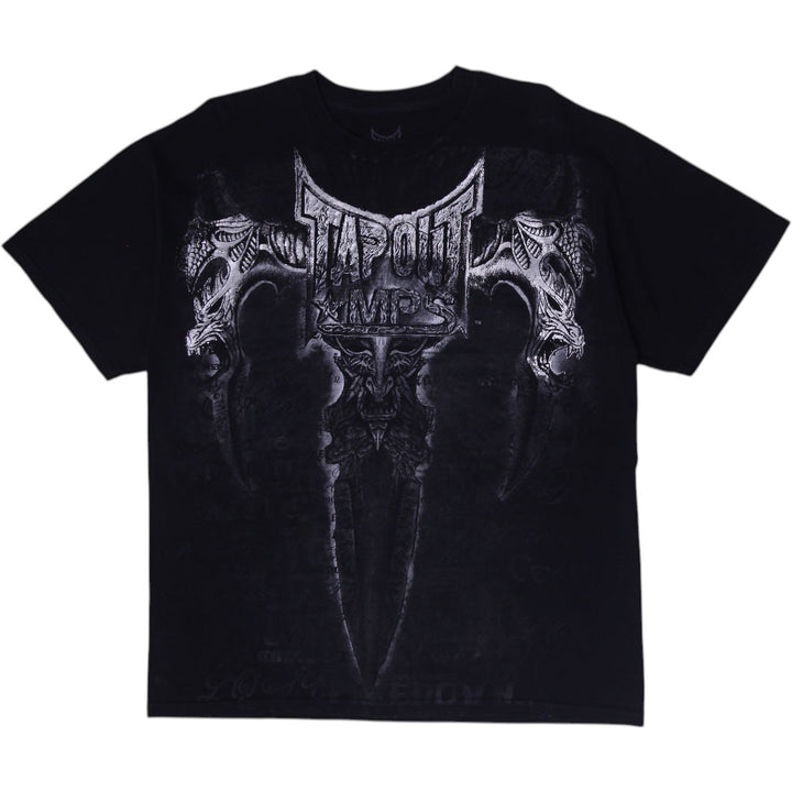Y2K Mens Tapout MPS Gothic Skull Sword MMA Fighting Graphic T-Shirt Size XL