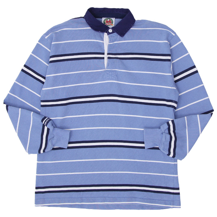 Vintage Barbarian Rugby Wear Striped Cotton Polo Shirt Size Large - Fashion Rerun Vintage Migration_T-Shirt