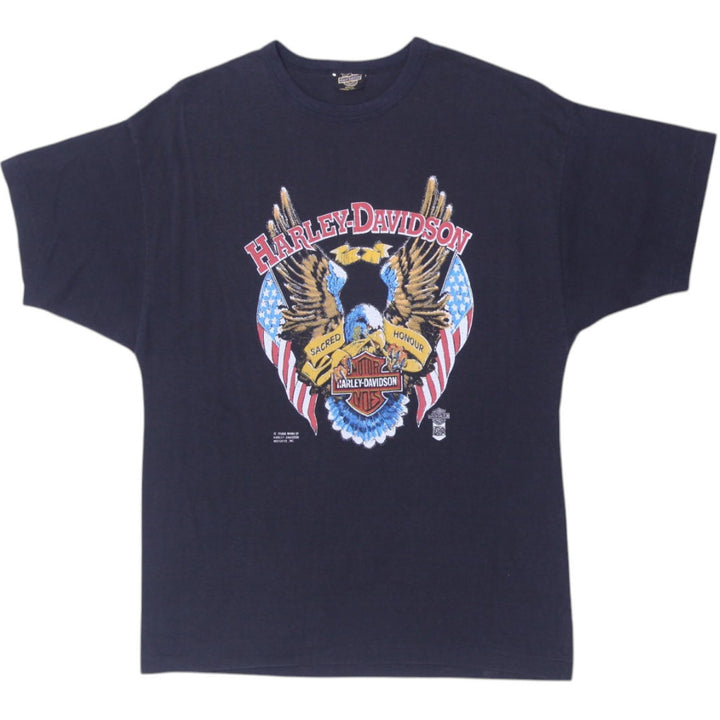 Vintage 1980s Harley-Davidson 3D Emblem Black Single Stitch T-Shirt | Migration_T-Shirts | Fashion Rerun