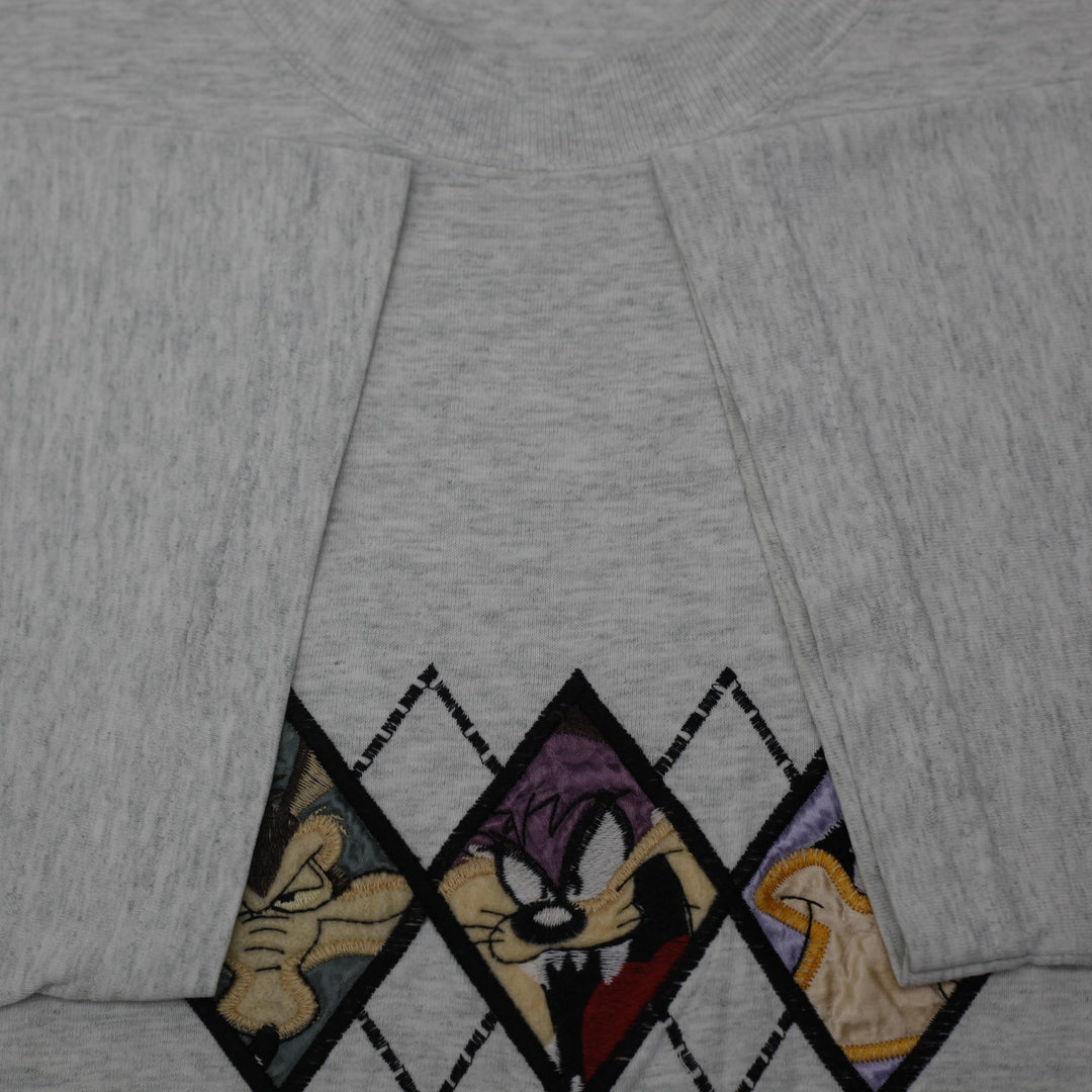 Vintage 90s Looney Tunes Warner Bros Diamond Character T-Shirt Made in USA Sz L