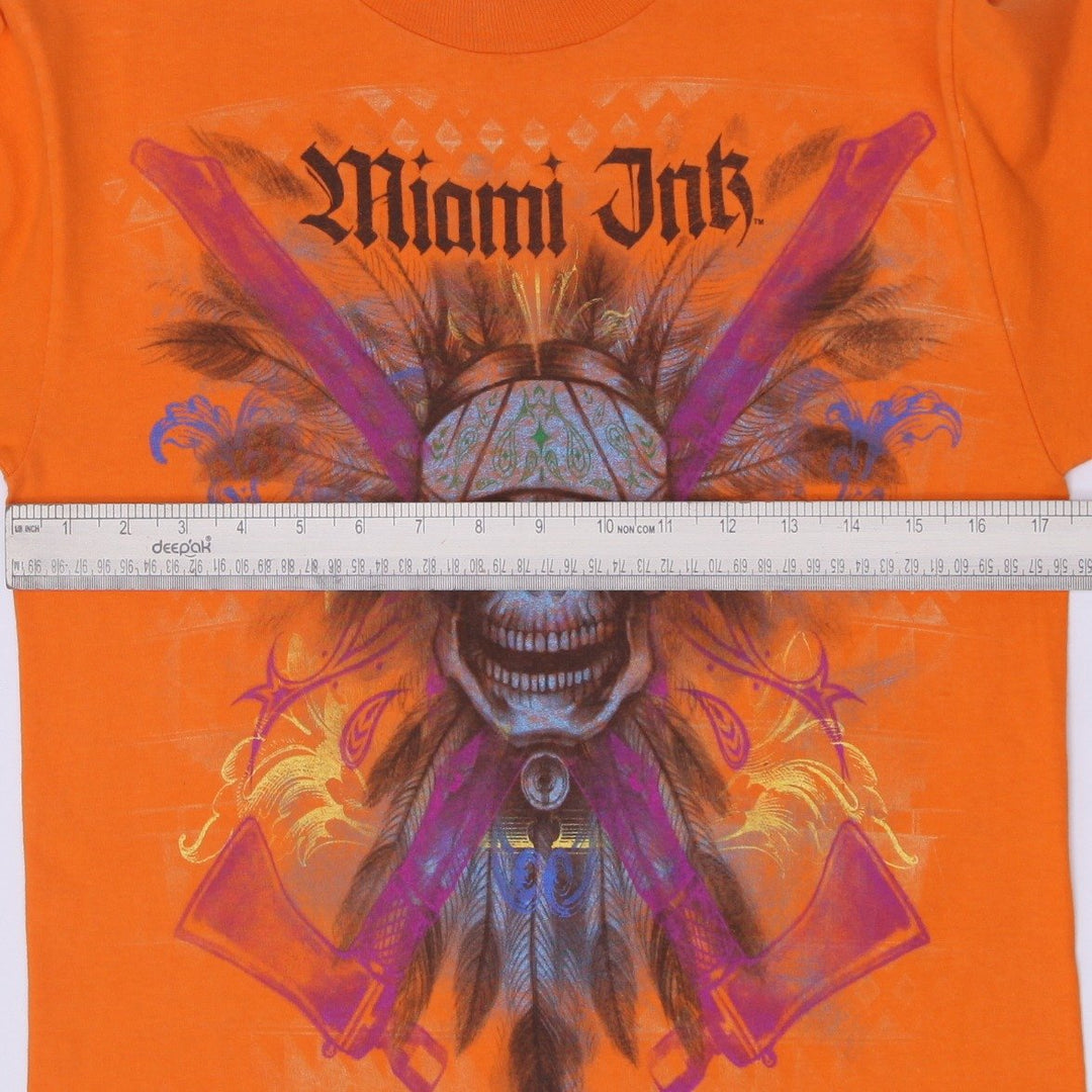 Mens Miami Ink Skull & Crossed Tomahawks Graphic T-Shirt