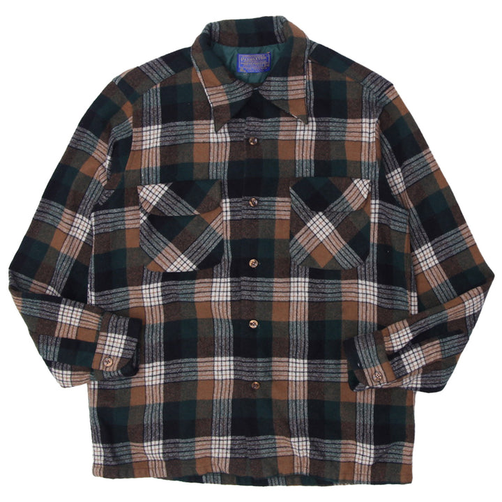 Vintage Pendleton Plaid Button Down Wool Shirt Made in USA