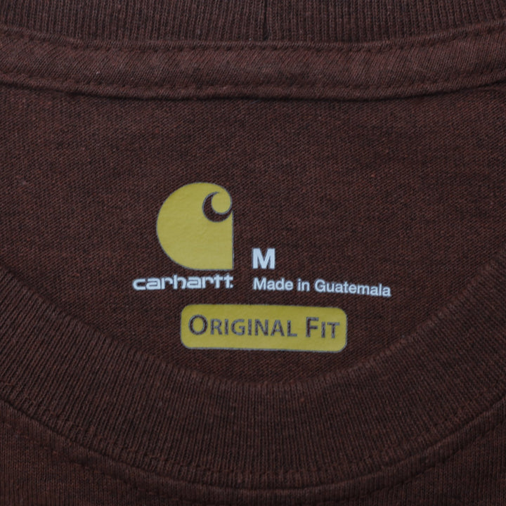 Mens Carhartt T-Shirt Brown Logo Graphic Cotton Retro
